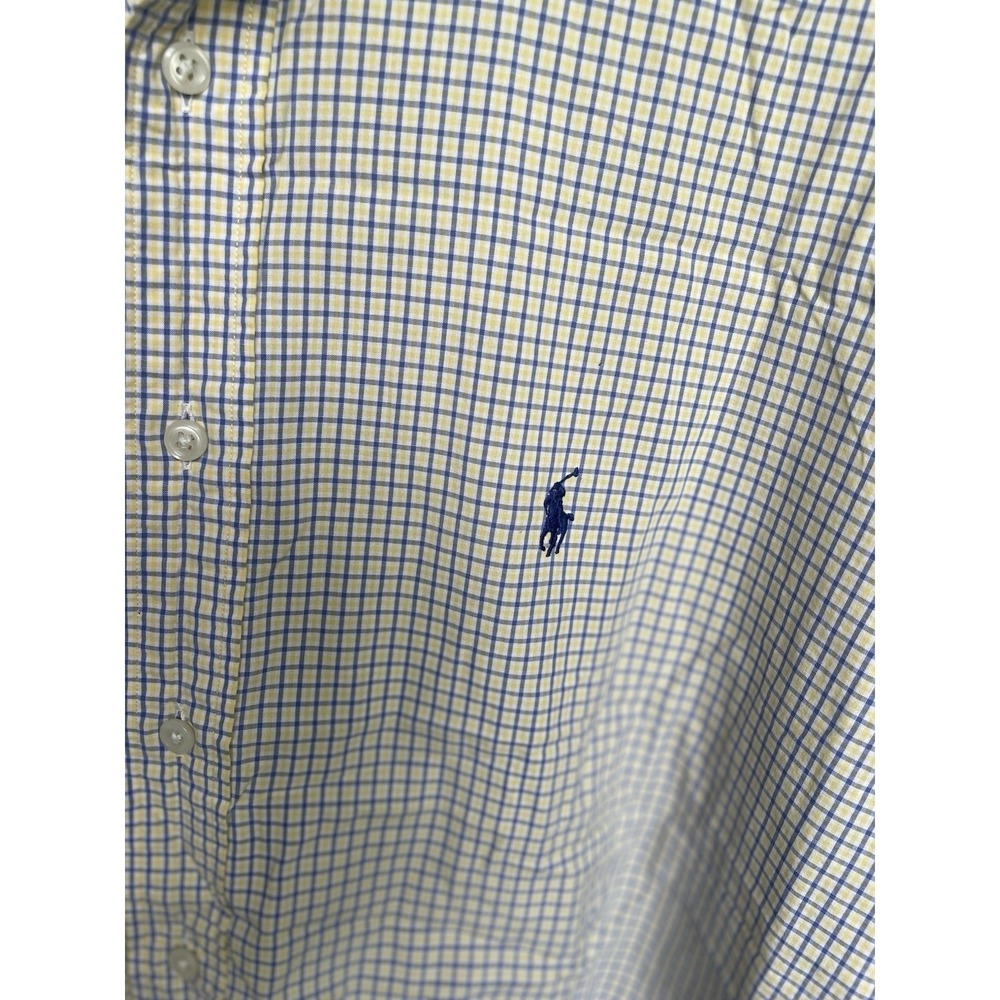 Polo Ralph Lauren Men's XL Yellow Blue Plaid Long Sleeve Button Down Shirt - Picture 2 of 4